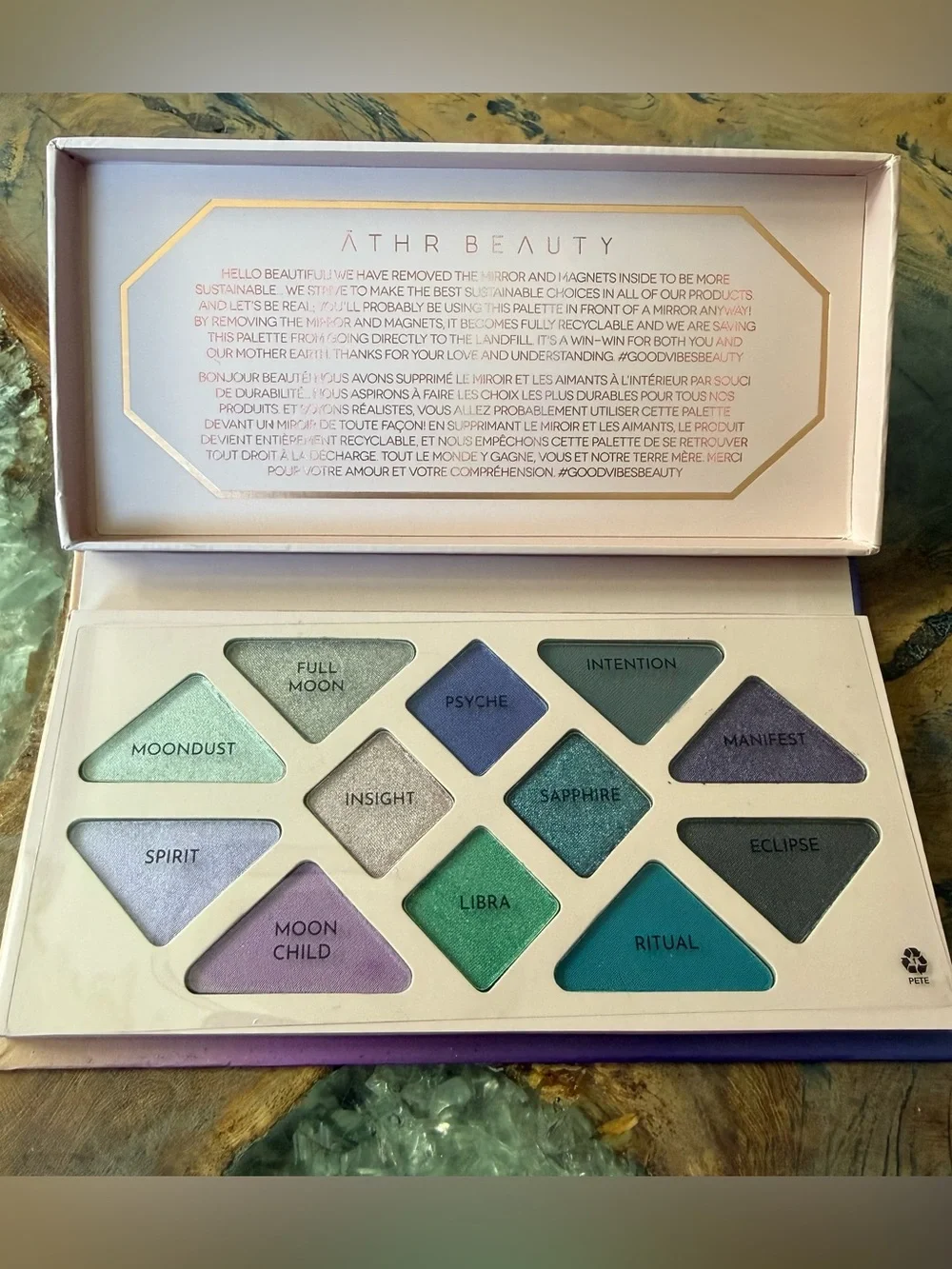 ATHR Beauty Moonlight Crystal Eyeshadow Palette-Vegan and Cruelty-Free.